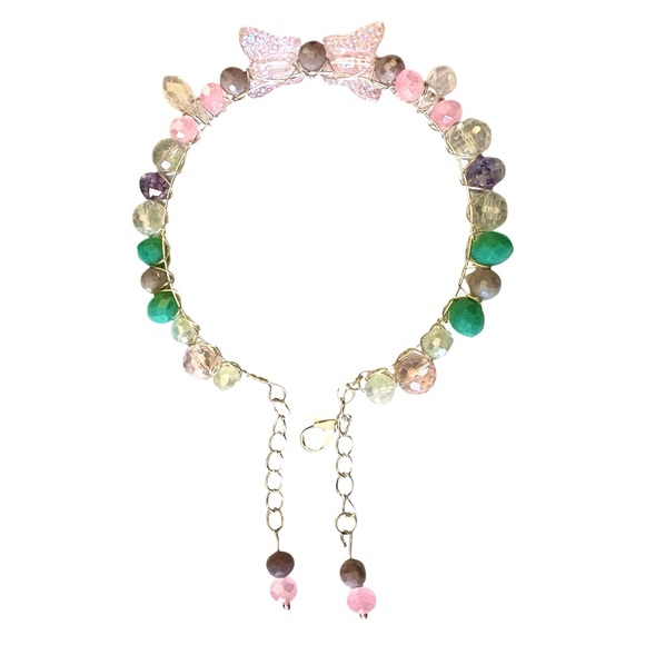 Hand wired bracelet with Czech Glass Butterflies and multiple crystal beads. - Picture 2 of 9